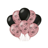 Ballonnen 40 jaar Rose/Zwart 30cm 8st